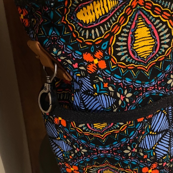 Thirty-One Retro Metro large Black tote, Colorful boho print, NWOT - Picture 3 of 6